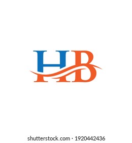 Premium Letter HB Logo Design with water wave concept. HB letter logo design with modern trendy