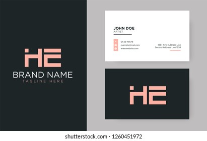 Premium letter HE logo with an elegant corporate identity template