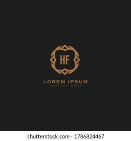 Premium letter HF logo icon design. Luxury jewelry frame gem edge logotype