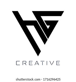 Premium letter HG in triangle icon logo design vector. Luxury linear creative monogram.