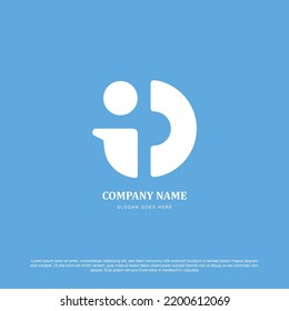 Premium-Buchstaben-ID oder IO-Logo-Design auf blauem Hintergrund