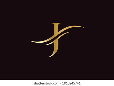 Premium Letter J Logo Design with water wave concept. J letter logo design with modern trendy. J logotype for luxury branding