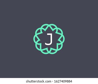 Premium letter J vector logotype. Elegant floral frame with letter icon logo. Alphabet symbol mark.