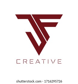Premium-Brief JF in Dreieck-Symbol-Logo-Design-Vektorillustration. Luxus lineares kreatives Monogramm.