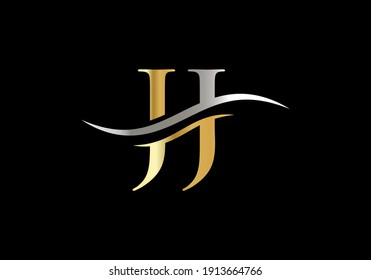 Premium Letter JJ Logo Design with water wave concept. JJ letter logo design with modern trendy