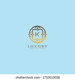 Premium letter K logo icon vector design. Luxury jewelry frame gem edge logotype. Print monogram initials stamp sign symbol.