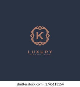 Premium letter K logo icon design. Luxury jewelry frame gem edge logotype. Print monogram initials stamp sign symbol