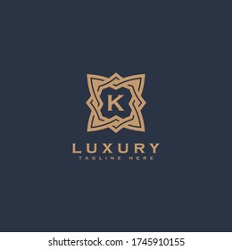 Premium letter K logo icon design. Luxury jewelry frame gem edge logotype. Print monogram initials stamp sign symbol