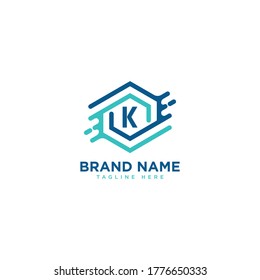 Premium letter K logo icon design. technology dot connect frame gem edge logotype. Print monogram initials stamp sign symbol