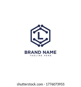 Premium letter L logo icon design. technology dot connect frame gem edge logotype. Print monogram initials stamp sign symbol
