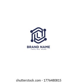 Premium letter L logo icon design. technology dot connect frame gem edge logotype. Print monogram initials stamp sign symbol