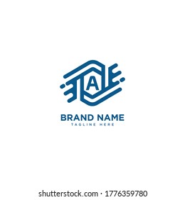 Letra premium Diseño de icono del logotipo A. logotipo de borde de gema de marco de movimiento rápido de tecnología. Imprimir símbolo de marca de marca de las iniciales del monograma