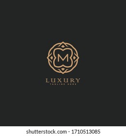 Premium letter M logo icon vector design. Luxury jewelry frame gem edge logotype. Print monogram initials stamp sign symbol.