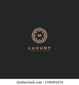 Premium letter M logo icon design. Luxury jewelry frame gem edge logotype. Print monogram initials stamp sign symbol