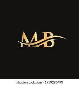 Premium Letter MB Logo Design with water wave concept. MB letter logo design with modern trendy