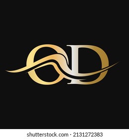 Premium Letter OD Logo Design with Water Wave concept. OD Letter Logo Design