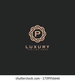 Premium letter P logo icon design. Luxury jewelry frame gem edge logotype. Print monogram initials stamp sign symbol