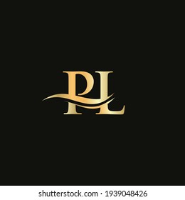 Premium Letter PL Logo Design with water wave concept. PL letter logo design with modern trendy