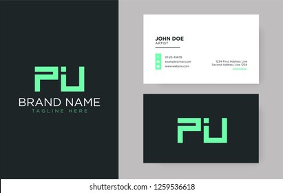 Premium letter PU logo with an elegant corporate identity template
