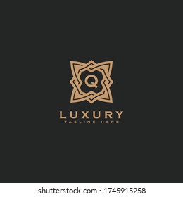 Premium letter Q logo icon design. Luxury jewelry frame gem edge logotype. Print monogram initials stamp sign symbol