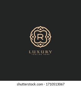 Premium letter R logo icon vector design. Luxury jewelry frame gem edge logotype. Print monogram initials stamp sign symbol.