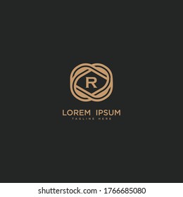 Premium letter R logo icon design. Luxury jewelry frame gem edge logotype