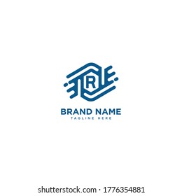 Premium letter R logo icon design. technology fast moving frame gem edge logotype. Print monogram initials stamp sign symbol