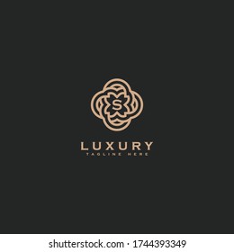 Premium letter S logo icon design. Luxury jewelry frame gem edge logotype. Print monogram initials stamp sign symbol