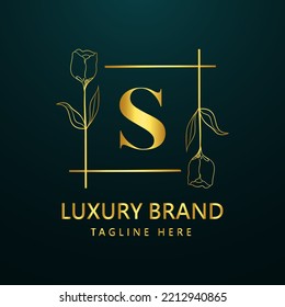 Premium letter S logo icon design. Luxury jewelry frame gem edge logotype. Beauty, Fashion, Spa icon, Floral logo design
