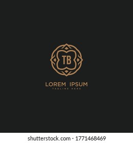 Premium letter TB Luxury jewelry frame gem edge logotype
