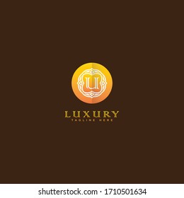 Premium letter U logo icon vector design. Luxury jewelry frame gem edge logotype. Print monogram initials stamp sign symbol.