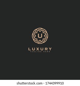 Premium letter U logo icon design. Luxury jewelry frame gem edge logotype. Print monogram initials stamp sign symbol