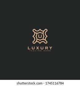 Premium letter U logo icon design. Luxury jewelry frame gem edge logotype. Print monogram initials stamp sign symbol