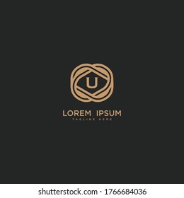 Premium letter U logo icon design. Luxury jewelry frame gem edge logotype.