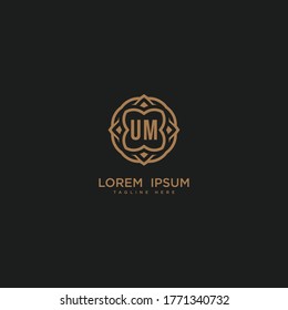 Premium letter UM Luxury jewelry frame gem edge logotype