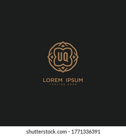 Premium letter UQ Luxury jewelry frame gem edge logotype