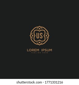 Premium letter US Luxury jewelry frame gem edge logotype