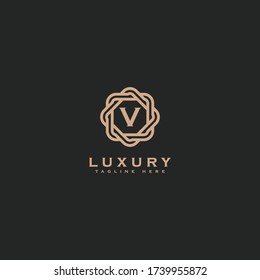 Premium letter V logo icon design. Luxury jewelry frame gem edge logotype. Print monogram initials stamp sign symbol