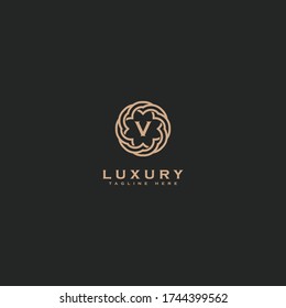 Premium letter V logo icon design. Luxury jewelry frame gem edge logotype. Print monogram initials stamp sign symbol