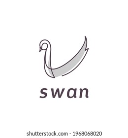 Premium Letter V White Swan Logo Company