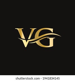 Premium Letter VG Logo Design with water wave concept. VG letter logo design with modern trendy