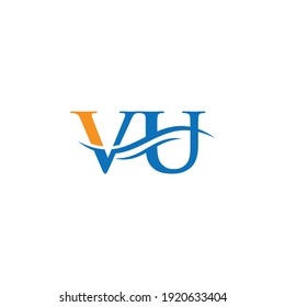 Premium Letter VU Logo Design with water wave concept. VU letter logo design with modern trendy