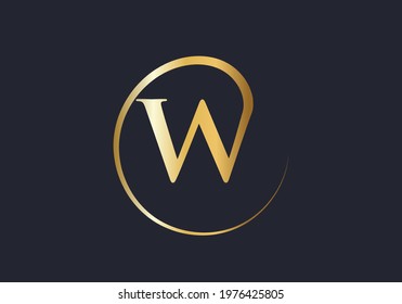 Premium letter W logo with golden design. Elegant W letter logo corporate identity vector.