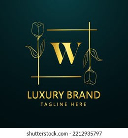 Premium letter W logo icon design. Luxury jewelry frame gem edge logotype. Beauty, Fashion, Spa icon, Floral logo design