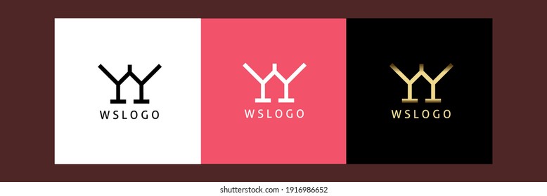 Premium letter WY logotype with golden design. Elegant corporate identity. Monogram design elements. Elegant line art logotype design. Business sign, identity, label, badge, Cafe, Hotel.