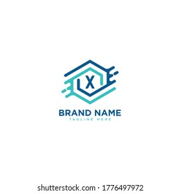 Premium letter X logo icon design. technology dot connect frame gem edge logotype. Print monogram initials stamp sign symbol