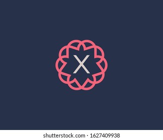 Premium letter X vector logotype. Elegant floral frame with letter icon logo. Alphabet symbol mark.