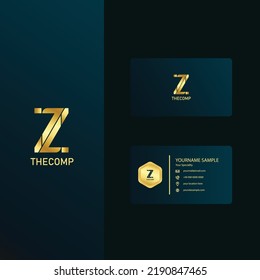 Premium letter Z Business Card with golden design. Luxury vector logotype symbol with business card template. Elegant corporate identity.