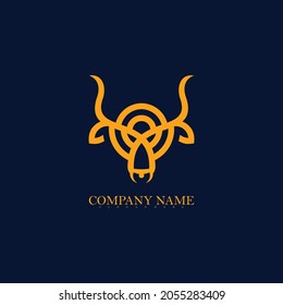 Diseño vectorial de logotipo de toro de línea premium. Diseño de logotipo de cabeza de toro moderno creativo