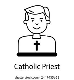 Premium line icon of catholic priest